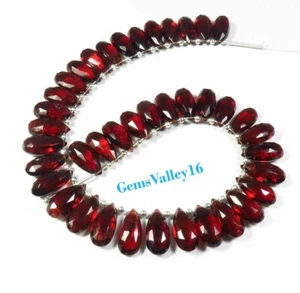 AAA+ MATCHED PAIR NATURAL MOZAMBIQUE GARNET FACETED PEAR SHAPE BRIOLETTE BEADS - Picture 1 of 4