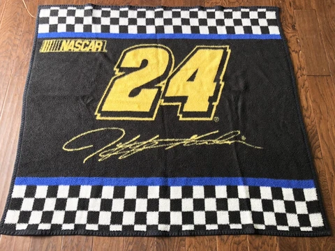 Vintage Jeff Gordon #24 NASCAR Furry Throw Blanket Biederlack Of America 54”x49” Cover
