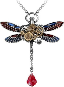 DRAGONFLY STEAMPUNK PENDANT Necklace CLOCKWORK DARTER Alchemy Gothic - Picture 1 of 2