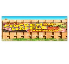 CHICKEN AND WAFFLE SANDWICH CLEARANCE BANNER Advertising Vinyl  Flag Sign INV