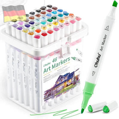 Marker Stifte 48 Farben Ohuhu Marker Stifte Mit Doppelspitze Meißel Und Feines K