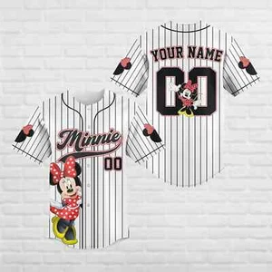Personalisiertes Disney Minnie 3D Baseball Trikot Shirt Muttertag Geschenk Bestpreis - Bild 1 von 3