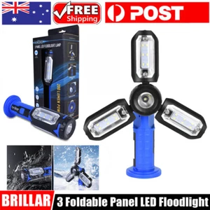 Brillar 3 Panel LED Floodlight Work Light COB Flashing Light Hook Magnetic Base - Picture 1 of 11