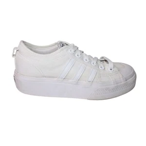 Adidas Womens Nizza Platform Shoes FV5322 Sz 7.5 White Low Top Sneakers Lace Up - Picture 1 of 17