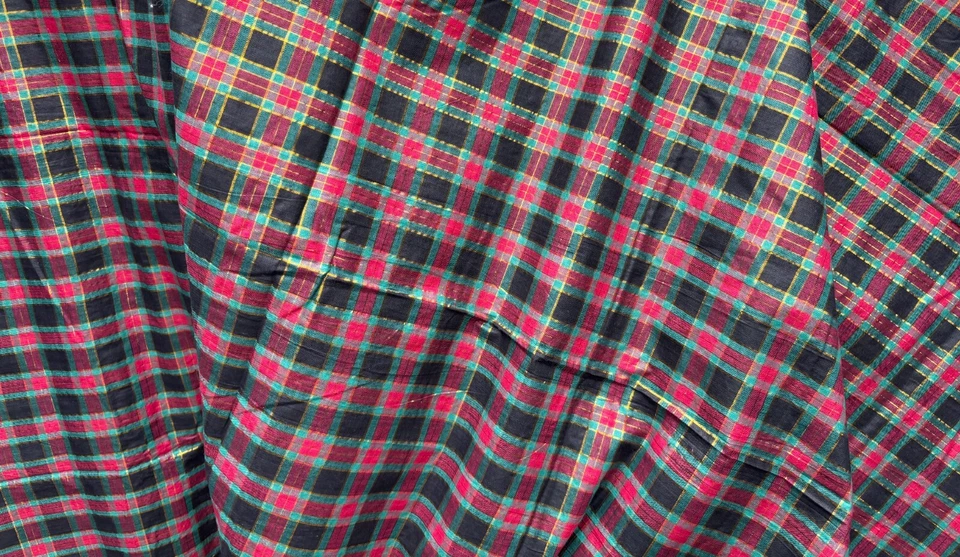 Vintage Cotton Crinkle Plaid Fabric Remnant - Image 1 of 4