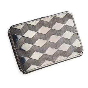 Italian Art Deco box in 900 FCC 246 silver, 3D geometric decoration, circa 1930- - Foto 1 di 11