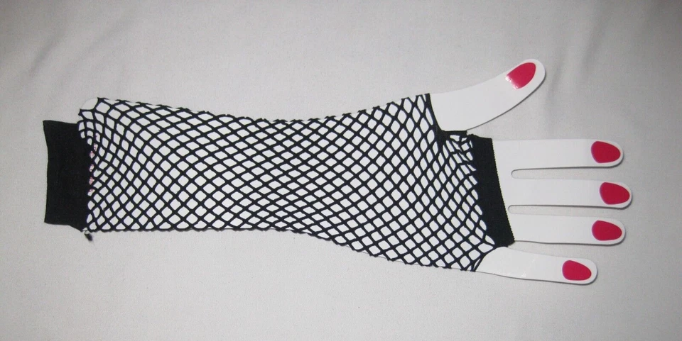 Fingerless fishnet elbow length gloves black nip cyberpunk goth metal punk - Image 1 of 1