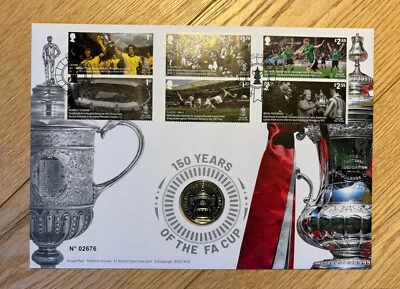 150 YEARS OF THE FA CUP COMMEMORATIVE COIN COVER / SPECIAL STAMPS MINT CONDITION - Image 1 of 4