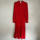A. Calin Flying Tomato size L red midi dress tiered belted balloon sleeve