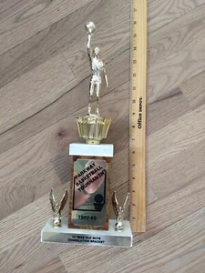 16 inch Vintage golden baskball Trophy golden topper quartz base dual eagle - Picture 1 of 2