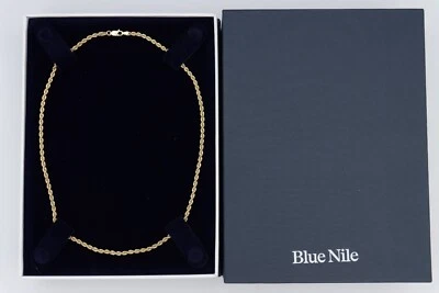 Cadena Cuerda Nilo Azul Oro Amarillo 14K 18" Largo 3mm Ancho - Caja y Valor de Valoración Foto 1 de 4