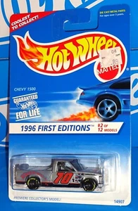 Hot Wheels 1996 First Editions #367 Chevy 1500 Gray w/ Small GY7SPs Painted Base - Picture 1 of 3