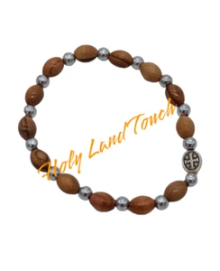 Rosary Olive Wood Bracelet Beads Cross Hand Made Jerusalem Religious Christian - Picture 1 of 5