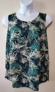 DG2 DIANE GILMAN ärmelloses Tanktop Damen 1X grün abstrakt Lagenlook Schlitze - Bild 1 von 12