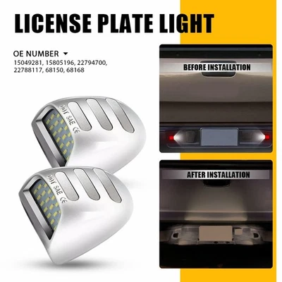 Fit 99-13 Silverado Chevy Avalanche 1500 LED Chrome License Plate Lamp Light 2X - Image 1 of 4