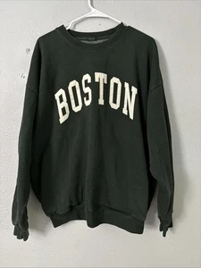John Galt Men's Sweatshirt 2XL Green Boston Spell Out Crewneck Pockets - Picture 1 of 4