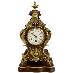 Lenzkirch Walnut Mantle or Table Clock with Gilt Scrollwork Ormolu - Picture 1 of 13