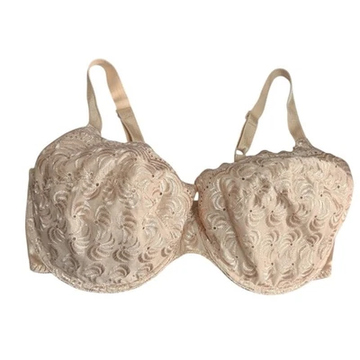 Lovable 42DD Underwire Nude Monochromatic Embroidered detailed Bra Feminine 42DD - Image 1 of 4