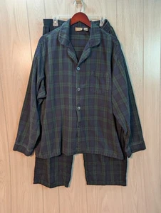 LL Bean Pajama Set Adult XL Scotch Tartan Plaid Flannel Shirt Pant Sleepwear - Picture 1 of 10