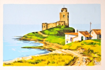 ALDO RISO serigrafia originale d'autore firmata con certificato 25 x 17 Alghero - Immagine 1 di 3