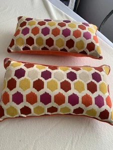 Pier 1 PAIR Rectangular Pillows Colorful Dots 20 Long 12 Inch Y2K Spring Whimsy - Picture 1 of 20