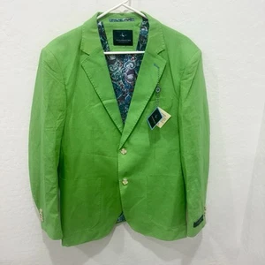 Tailorbyrd Kelly Green Sport Coat Mens 40R Linen Blend Notched Lapels Preppy - Picture 1 of 9