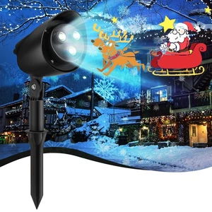 Christmas Light Projector LED Projection Lamp w/ 3 LED Lights & Lawn Stake Black - Picture 1 of 10