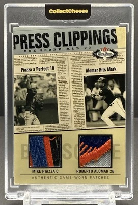 2003 Fleer Box Score Piazza Alomar 146/150 NM+ Game Used METS LOGO Patch cc17 - Image 1 of 2