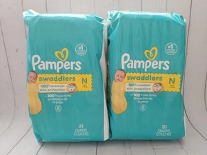 (Pack of 2) Pampers Swaddlers Diapers, Size N, 31 Diapers Each, Total 62 Diapers - Picture 1 of 2