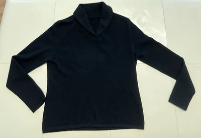 Cashmere Sweater Womens Size M Black Pullover Collar Unbranded - Image 1 of 4