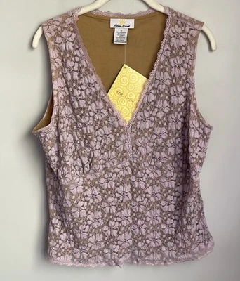 全新 Kathleen Kirkwood 无袖薰衣草蕾丝上衣 大码 1X 码 — 第 1/4 张图片