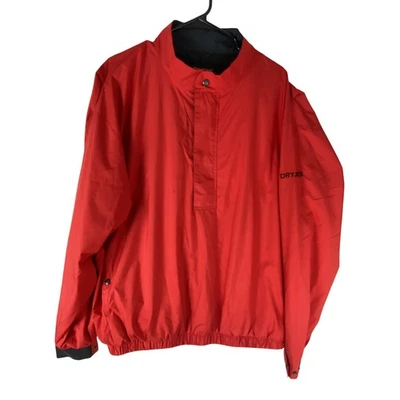 Jaqueta masculina FootJoy DryJoys XL vermelha impermeável golfe meio zíper pulôver corta-vento - Imagem 1 de 4