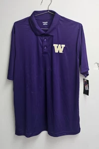 Size L Large Captivating NCAA Washington Huskies Button Up Collared Polo NWT - Picture 1 of 4