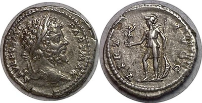 193-211 AD Roman Septimius Severus Virtus AR Denarius 200 AD RIC 171a - Image 1 of 3