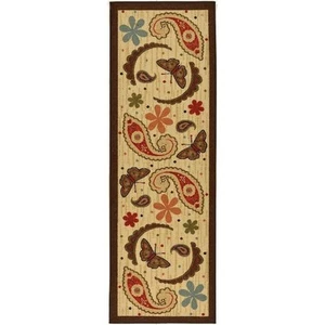 Rubberback Paisley Design 2x5 Kitchen Runner Rug, 1ft. 8in. x 4ft. 11in., Beige - Picture 1 of 7