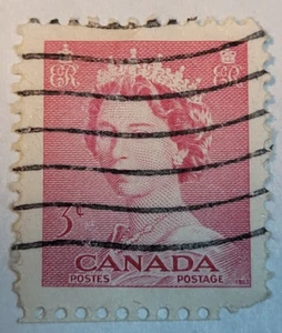 Kanada Postage ~ Queen Elizabeth II ~ Red 3¢ Stamp ~ Cancelled/Posted ~ W02 - Bild 1 von 6