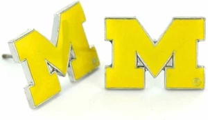 MICHIGAN WOLVERINES NCAA TEAM LOGO POST EARRINGS BY AMINCO FREE SHIPPING - Picture 1 of 2