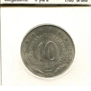 10 DINARA 1977 YUGOSLAVIA Coin #AS605C - Picture 1 of 3