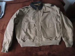 Cockpit USA Mens Flight Jacket Size L Khaki Type A-2 Leather Collar Z29S79 - Picture 1 of 13