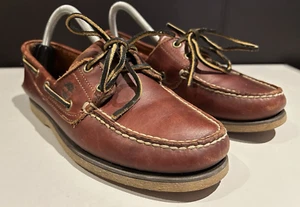 Timberland Men's Boat Shoes Size 7 Brown Rootbeer 2 Eye Smooth Leather 25077 - Picture 1 of 19
