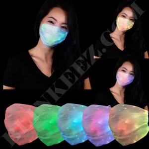 Maschera Viso Luminosa Fibra Ottica LED Cambia Colore Ricaricabile Raver Mask - Foto 1 di 12