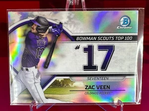 2023 Bowman Chrome ZAC VEEN - # 17 - Bowman Scout's Top 100 - Rockies BTP-17 - Picture 1 of 2