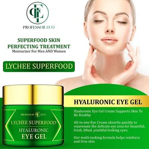 LYCHEE SUPERFOOD HYALURONIC EYE GEL FOR NATURAL FIRMING PUFFINESS DARK CIRCLES - Picture 1 of 7