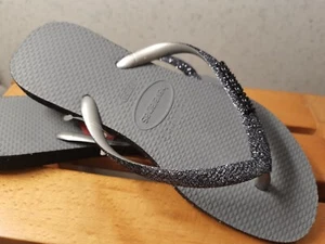 Havaianas Kinder Slim Glitzer Flip-Flops. Sandalen Gr. 33-34 grau. tangas - Bild 1 von 7