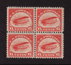 1918 Curtiss Jenny airmail Sc C1 6c orange MNH full OG block of 4 CV $440 - Picture 1 of 2