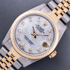 Rolex Mid-Size Datejust 68273 Steel and 18K Yellow Gold MOP Diamond Dial Watch - Picture 1 of 9