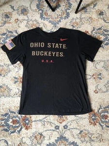 Nike Ohio State Buckeyes T Shirt Mens L Black OSU Dri Fit Crew Neck Patriotic - Picture 1 of 9