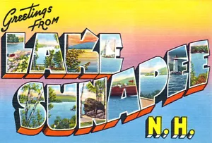 Greetings From Lake Sunapee, New Hampshire - 1930's - Vintage Postcard Poster - Picture 1 of 1