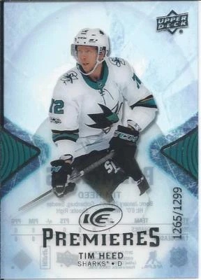 2017-18 Upper Deck Ice Premieres Rookie TIM HEED #110 1265/1299 San Jose Sharks - Image 1 of 2