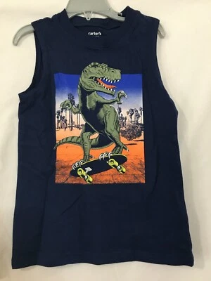 Nueva camiseta sin mangas Carter's Dinosaur para niños azul marino muchas tallas Foto 1 de 2